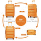 Kono Bright Hard Shell PP Suitcase With TSA Lock And Vanity Case 4 Pieces Set - Classic Collection - Orange