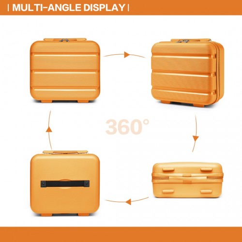 Kono Bright Hard Shell PP Suitcase With TSA Lock And Vanity Case 4 Pieces Set - Classic Collection - Orange