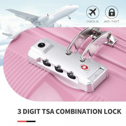 Kono Bright Hard Shell PP Suitcase With TSA Lock And Vanity Case 4 Pieces Set - Classic Collection - Pink