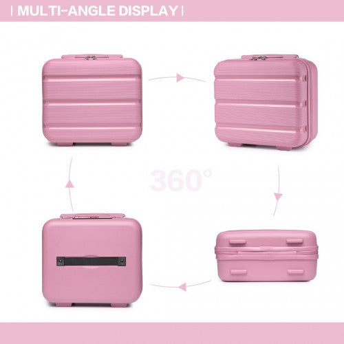 Kono Bright Hard Shell PP Suitcase With TSA Lock And Vanity Case 4 Pieces Set - Classic Collection - Pink