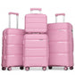Kono Bright Hard Shell PP Suitcase With TSA Lock And Vanity Case 4 Pieces Set - Classic Collection - Pink