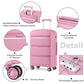 Kono Bright Hard Shell PP Suitcase With TSA Lock And Vanity Case 4 Pieces Set - Classic Collection - Pink
