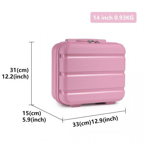 Kono 14 Inch Bright Hard Shell PP Vanity Case - Pink