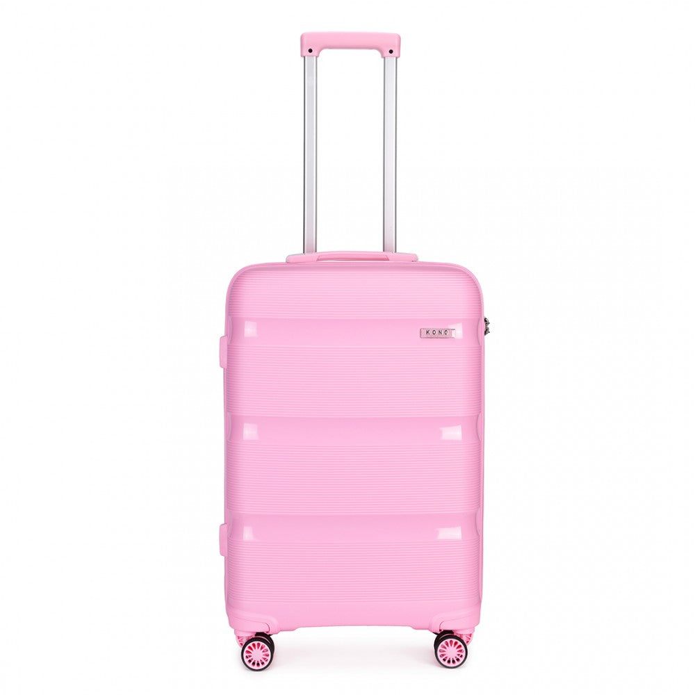 Kono 20 Inch Bright Hard Shell PP Suitcase - Classic Collection - Pink