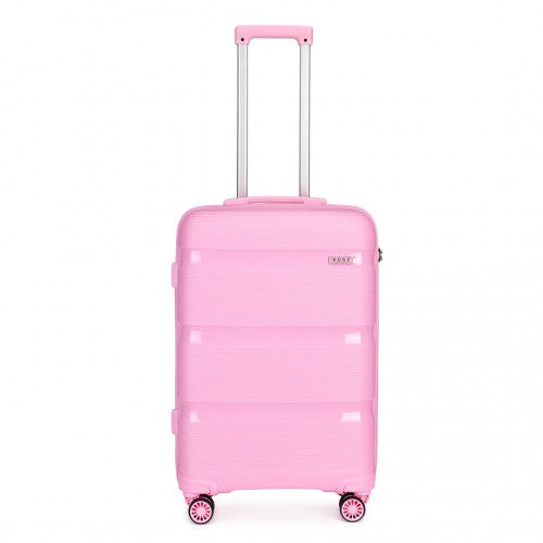Kono 20 Inch Bright Hard Shell PP Suitcase - Classic Collection - Pink