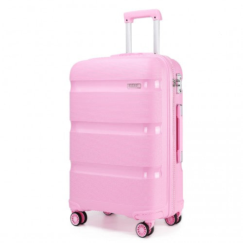 Kono 20 Inch Bright Hard Shell PP Suitcase - Classic Collection - Pink