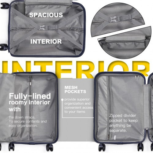 Kono Cabin Size Classic Collection PP Luggage With Charging Interface - Navy Blue