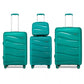 Kono Lightweight PP Hard Shell 4 Piece Suitcase Set With TSA Lock And Vanity Case - Blue