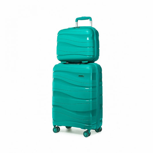 Kono 14/20 Inch Lightweight PP Hard Shell 2 Piece Suitcase Set With TSA Lock And Vanity Case - Blue