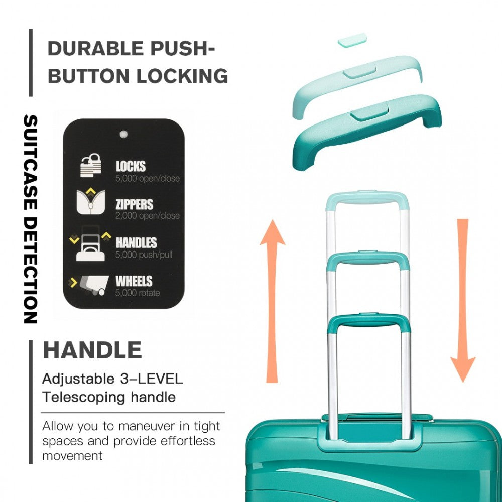 Kono 14/20 Inch Lightweight PP Hard Shell 2 Piece Suitcase Set With TSA Lock And Vanity Case - Blue