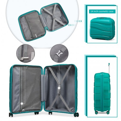 Kono 14/20 Inch Lightweight PP Hard Shell 2 Piece Suitcase Set With TSA Lock And Vanity Case - Blue