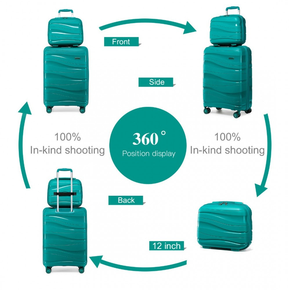 Kono 14/20 Inch Lightweight PP Hard Shell 2 Piece Suitcase Set With TSA Lock And Vanity Case - Blue