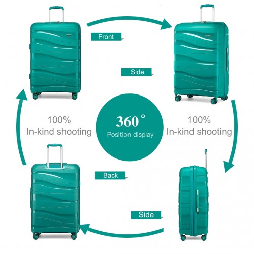Kono 24 Inch Lightweight Polypropylene Hard Shell Suitcase With TSA Lock - Blue