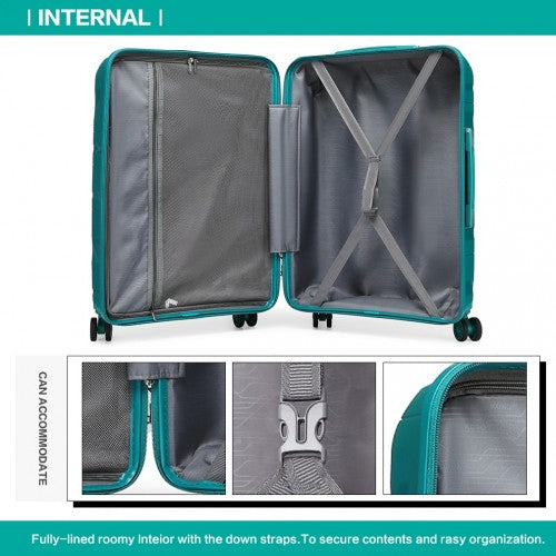 Kono 24 Inch Lightweight Polypropylene Hard Shell Suitcase With TSA Lock - Blue