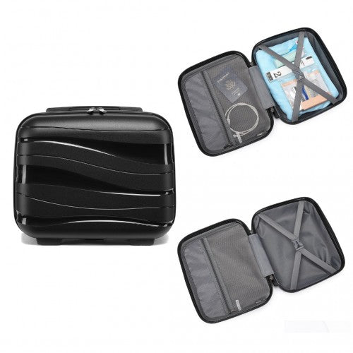 Kono Lightweight PP Hard Shell 4 Piece Suitcase Set With TSA Lock And Vanity Case - Black