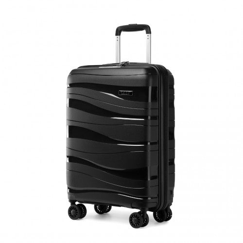 Kono 20 Inch Lightweight PP Hard Shell Suitcase With TSA Lock - Black