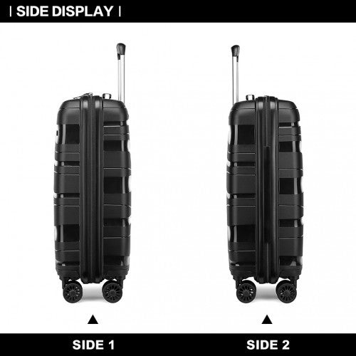 Kono 20 Inch Lightweight PP Hard Shell Suitcase With TSA Lock - Black