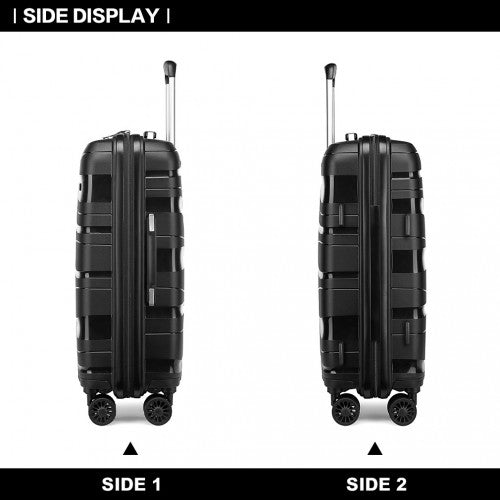 Kono 24 Inch Lightweight Polypropylene Hard Shell Suitcase With TSA Lock - Black