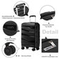 Kono 24 Inch Lightweight Polypropylene Hard Shell Suitcase With TSA Lock - Black