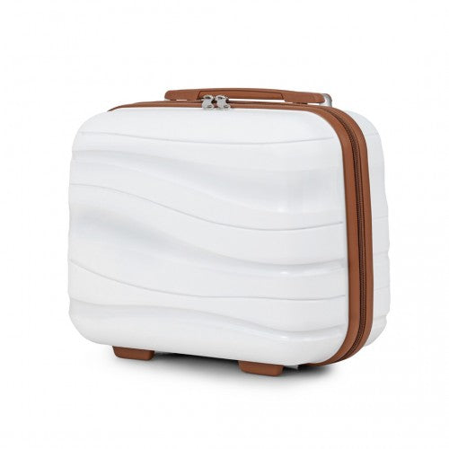 Kono 14 Inch Lightweight Polypropylene Hard Shell Suitcase With TSA Lock - Cream