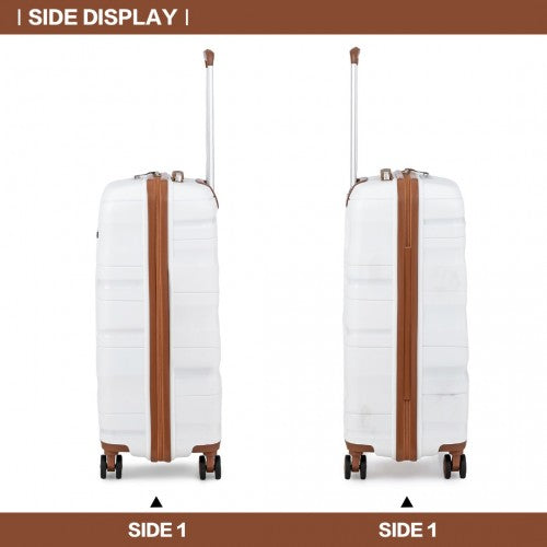 Kono 20 Inch Lightweight Polypropylene Hard Shell Suitcase With TSA Lock - Cream