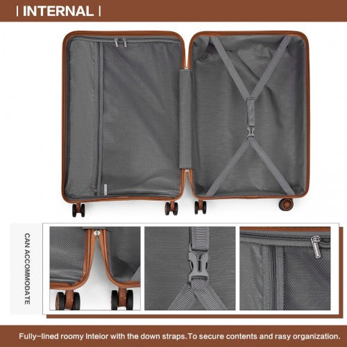 Kono 20 Inch Lightweight Polypropylene Hard Shell Suitcase With TSA Lock - Cream