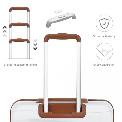 Kono 20 Inch Lightweight Polypropylene Hard Shell Suitcase With TSA Lock - Cream