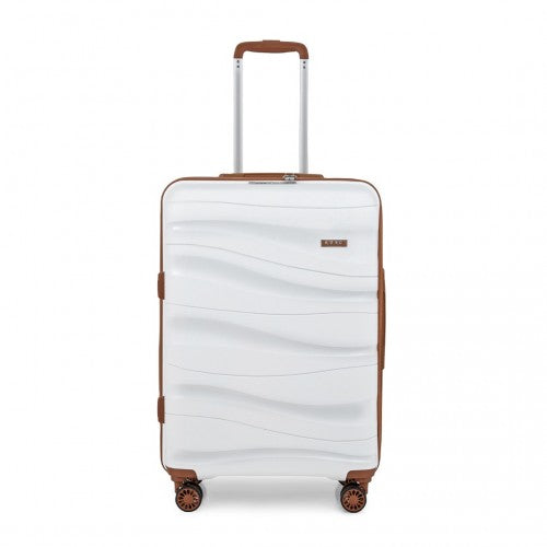 Kono 28 Inch Lightweight Polypropylene Hard Shell Suitcase With TSA Lock - Cream