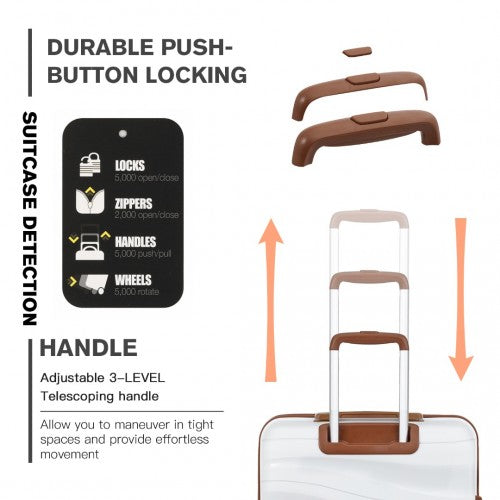 Kono 28 Inch Lightweight Polypropylene Hard Shell Suitcase With TSA Lock - Cream