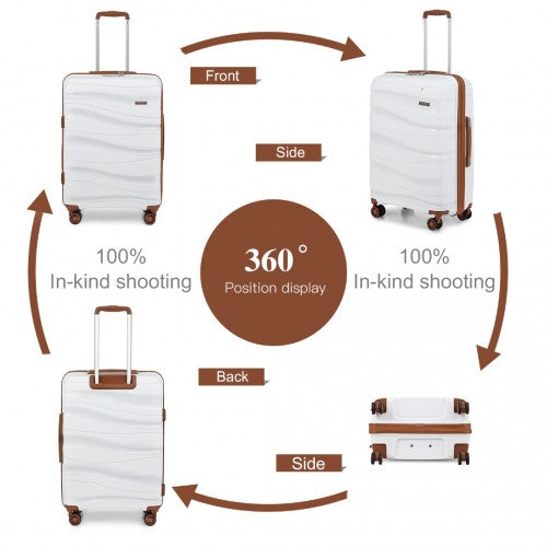 Kono 28 Inch Lightweight Polypropylene Hard Shell Suitcase With TSA Lock - Cream
