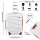 Kono 28 Inch Lightweight Polypropylene Hard Shell Suitcase With TSA Lock - Cream