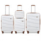 Kono Lightweight PP Hard Shell 4 Piece Suitcase Set With TSA Lock And Vanity Case - Cream