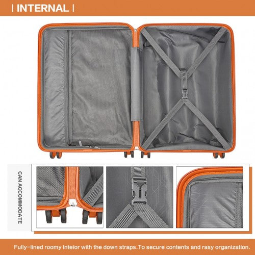 Kono 20 Inch Lightweight Polypropylene Hard Shell Suitcase With TSA Lock - Orange