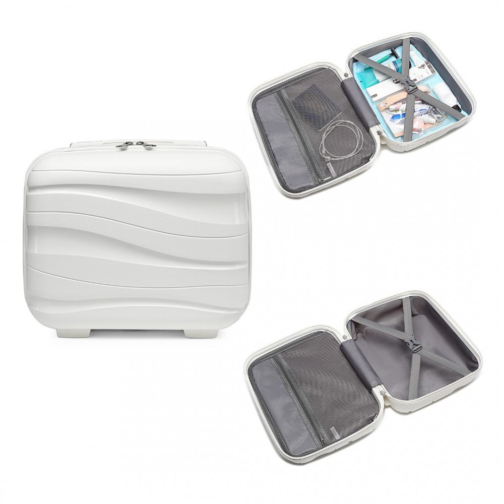 Kono Lightweight PP Hard Shell 4 Piece Suitcase Set With TSA Lock And Vanity Case - White