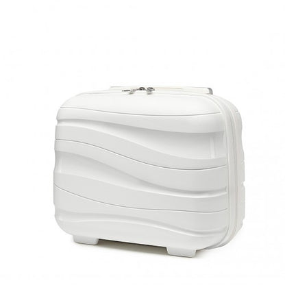 Kono 14 Inch Lightweight Polypropylene Hard Shell Vanity Case - White