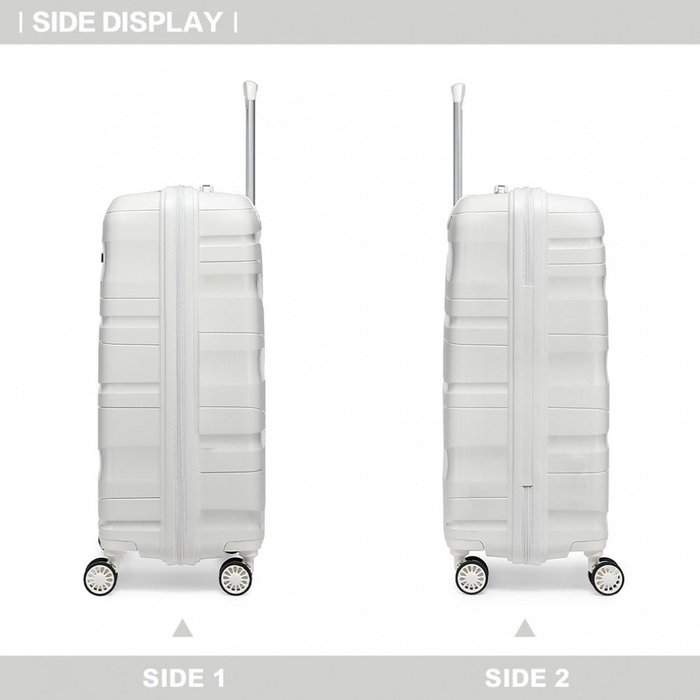 Kono 14/20 Inch Lightweight PP Hard Shell 2 Piece Suitcase Set With TSA Lock And Vanity Case - White
