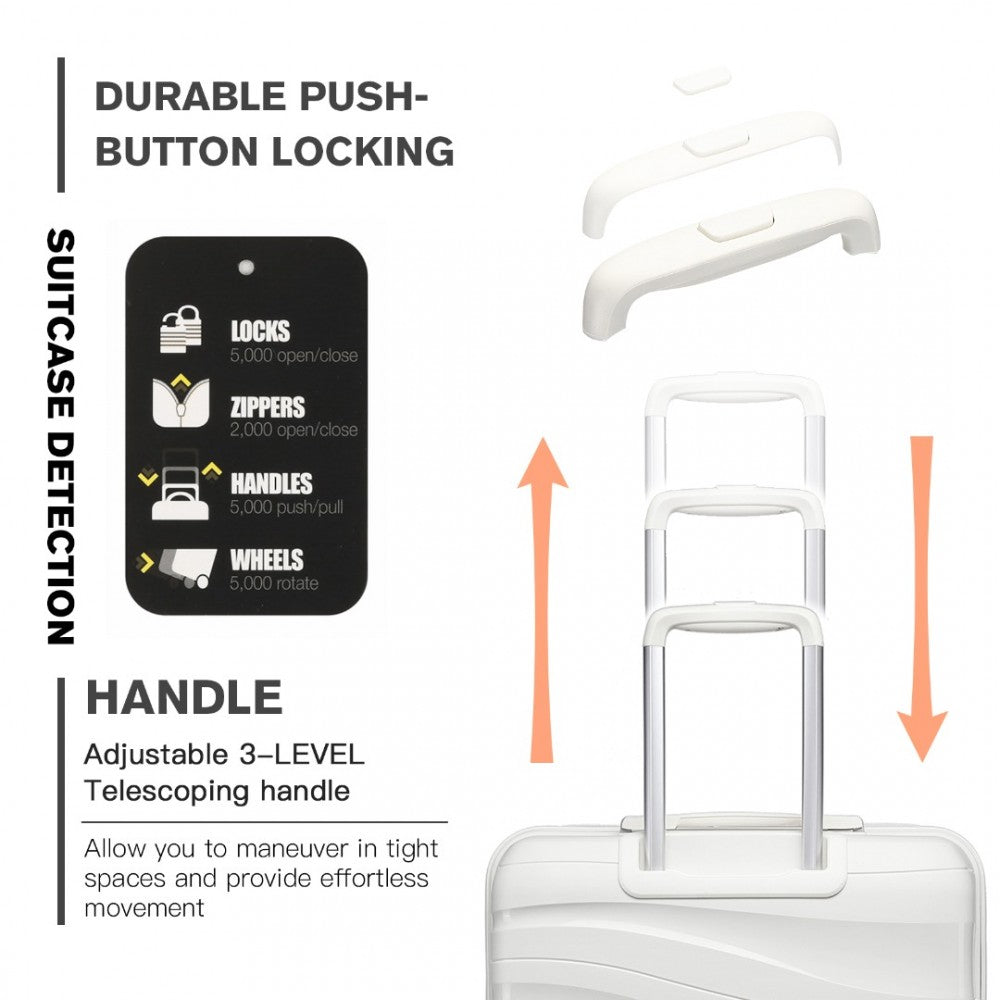 Kono 14/20 Inch Lightweight PP Hard Shell 2 Piece Suitcase Set With TSA Lock And Vanity Case - White