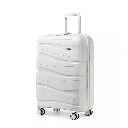 Kono 20 Inch Lightweight PP Hard Shell Suitcase With TSA Lock - White