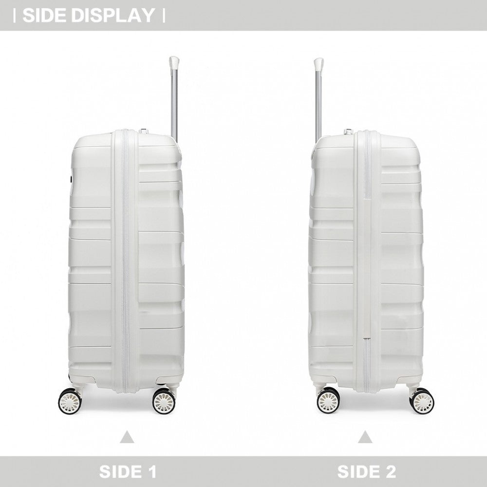 Kono 20 Inch Lightweight PP Hard Shell Suitcase With TSA Lock - White