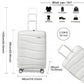 Kono 24 Inch Lightweight Polypropylene Hard Shell Suitcase With TSA Lock - White