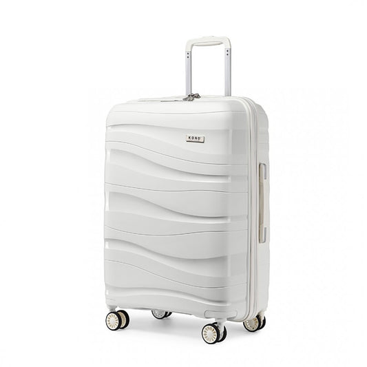 Kono 28 Inch Lightweight Polypropylene Hard Shell Suitcase With TSA Lock - White