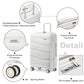 Kono 24 Inch Lightweight Polypropylene Hard Shell Suitcase With TSA Lock - White