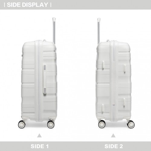 Kono 24 Inch Lightweight Polypropylene Hard Shell Suitcase With TSA Lock - White