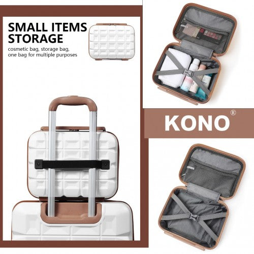 Kono 13 Inch Lightweight Hard Shell ABS Vanity Case - White