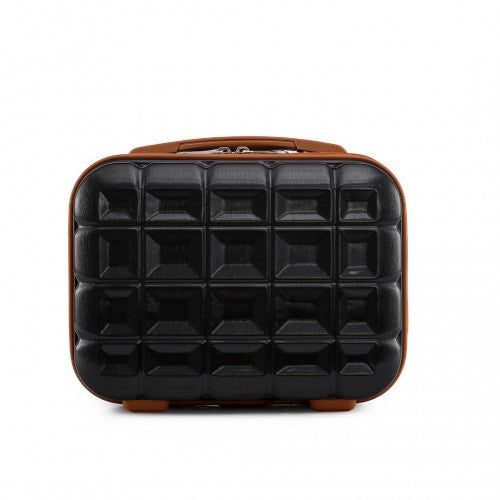 Kono 13 Inch Lightweight Hard Shell Abs Vanity Case - Black And Brown