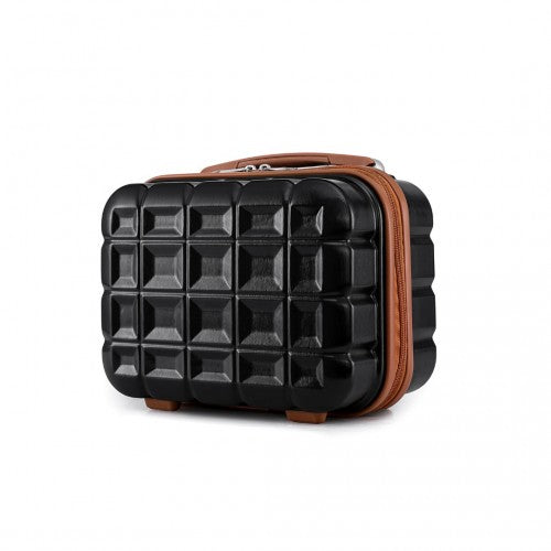 Kono 13 Inch Lightweight Hard Shell Abs Vanity Case - Black And Brown