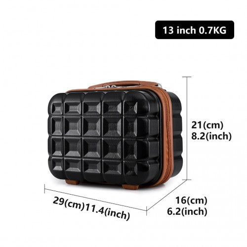 Kono 13 Inch Lightweight Hard Shell Abs Vanity Case - Black And Brown