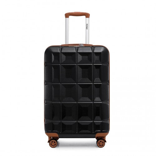 Kono 20 Inch Lightweight Hard Shell Abs Luggage Cabin Suitcase With TSA Lock - Black And Brown