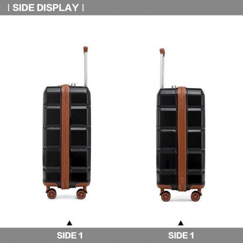 Kono 20 Inch Lightweight Hard Shell Abs Luggage Cabin Suitcase With TSA Lock - Black And Brown