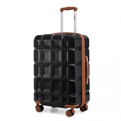 Kono 28 Inch Lightweight Hard Shell Abs Luggage Cabin Suitcase With TSA Lock - Black And Brown